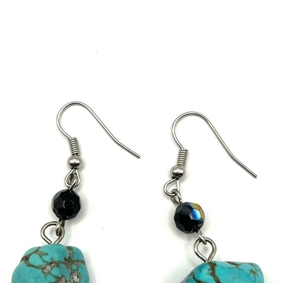 Turquoise Earrings Drop Dyed Howlite and Aurora Borealis Beads dangling pair! - Picture 11 of 11